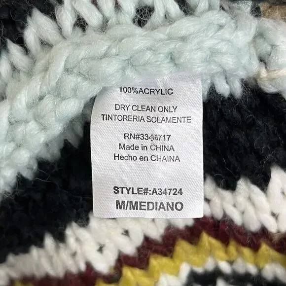 T Party Multi-Color Fringe Knit Maxi Cardigan Size M Medium - Picture 5 of 5